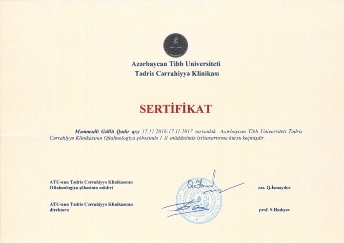 Tədris Cərrahiyyə Klinikasında Kurs